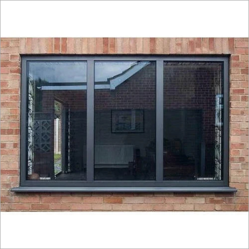 Aluminum Fixed Window - Rectangular Shape, Black Powder Coated Finish | Ideal for Residential and Commercial Use, Lightweight Design