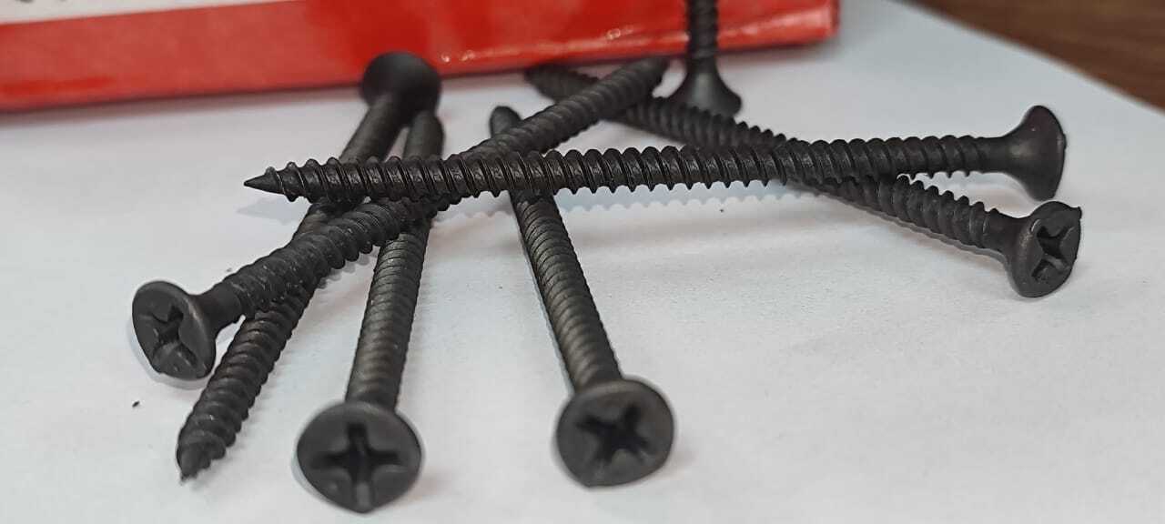 Black Drywall Screws - Steel, 3.5mm & 4.2mm Sizes (13mm To 75mm) | Rust Resistant, Easy Installation, Phillips Recessed Bugle Head