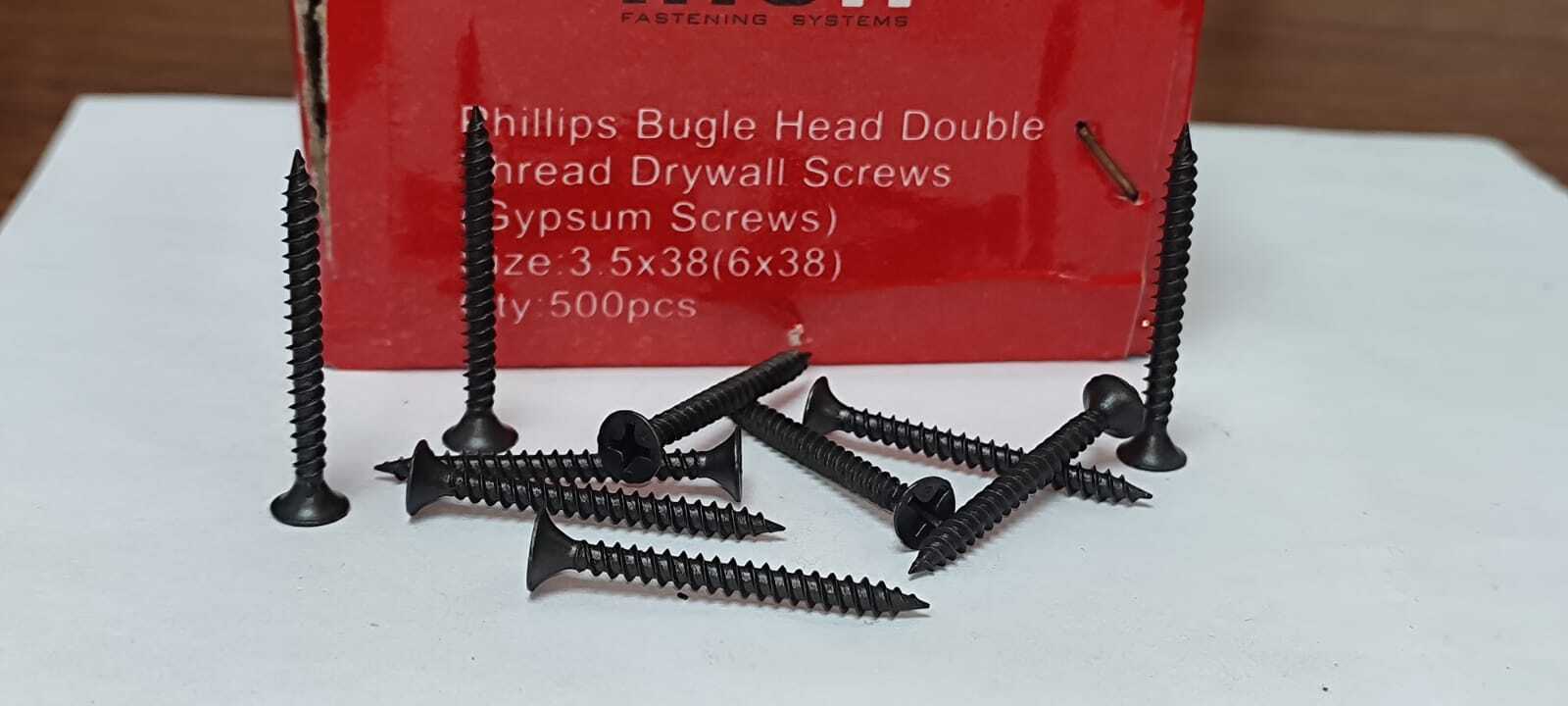 Black Drywall Screws - Steel, 3.5mm & 4.2mm Sizes (13mm To 75mm) | Rust Resistant, Easy Installation, Phillips Recessed Bugle Head
