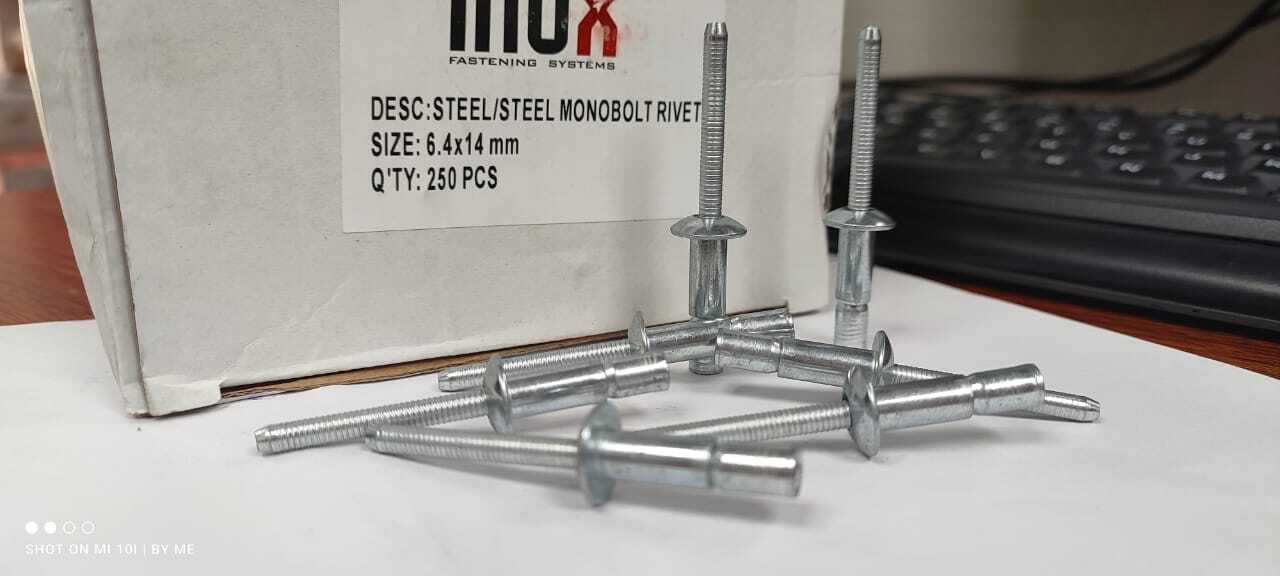 Stainless Steel 304 Monobolt Rivet - 4.8 X 25 Mm Size, Silver Dome Shape, Cold Forged | Industrial Use, Box Packing, Quantity Per Pack 500 Pcs