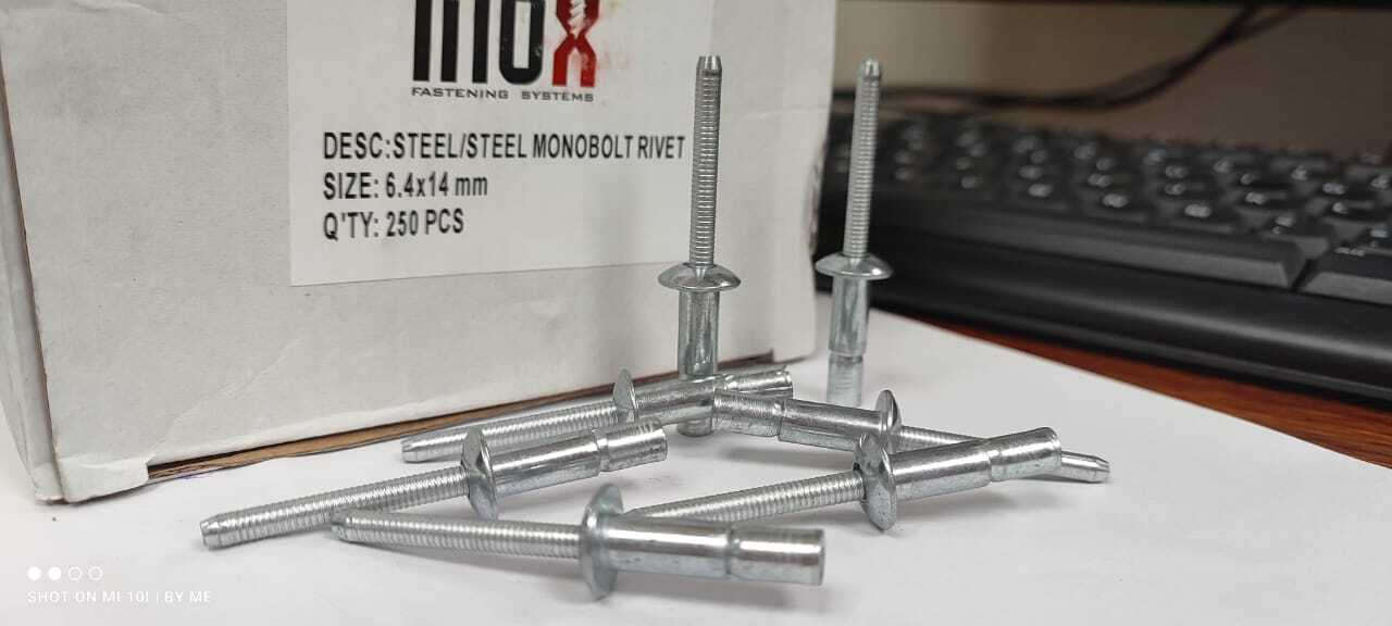 Stainless Steel 304 Monobolt Rivet - 4.8 X 25 Mm Size, Silver Dome Shape, Cold Forged | Industrial Use, Box Packing, Quantity Per Pack 500 Pcs