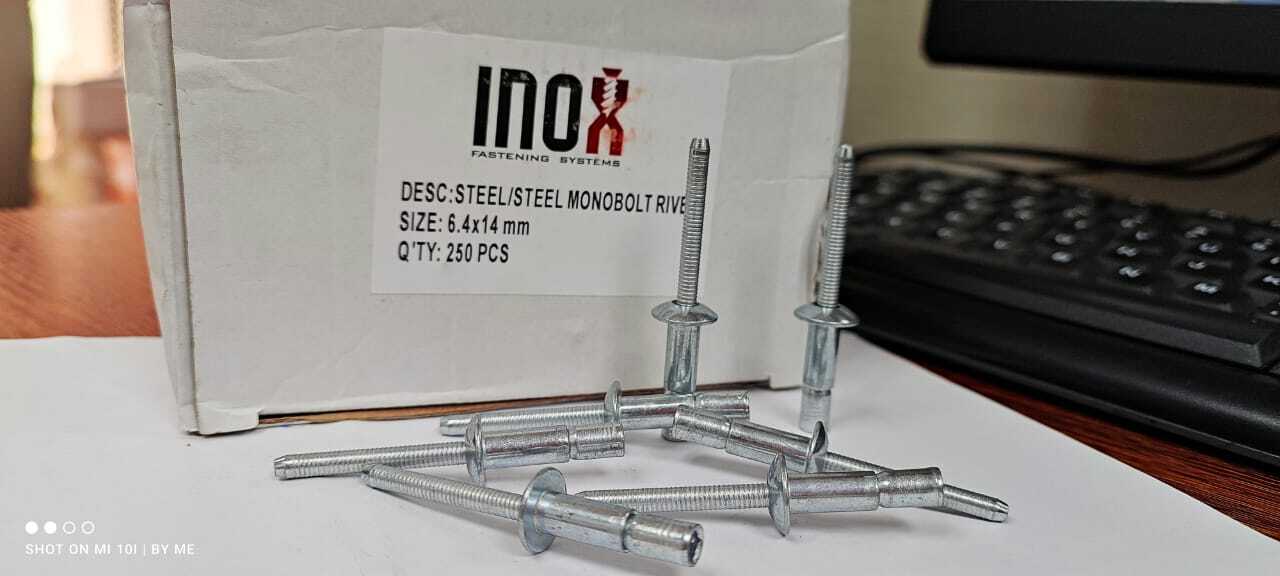 Stainless Steel 304 Monobolt Rivet - 4.8 X 25 Mm Size, Silver Dome Shape, Cold Forged | Industrial Use, Box Packing, Quantity Per Pack 500 Pcs