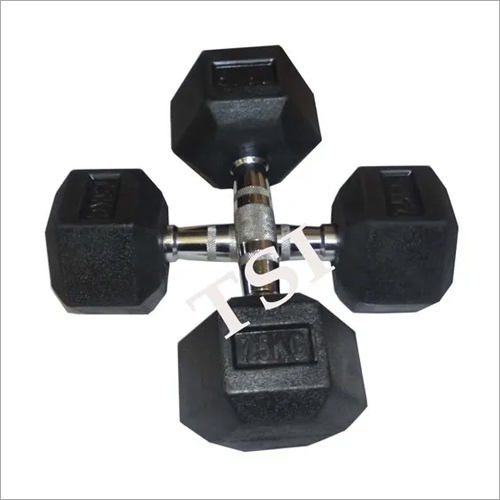 7kg Hex Dumbbell - Solid Cast Iron, 6-sided Anti-roll Design, Virgin Rubber Encased, Manual Operation, Hex Head, 1-year Warranty | Gain Strength, Tone Muscle