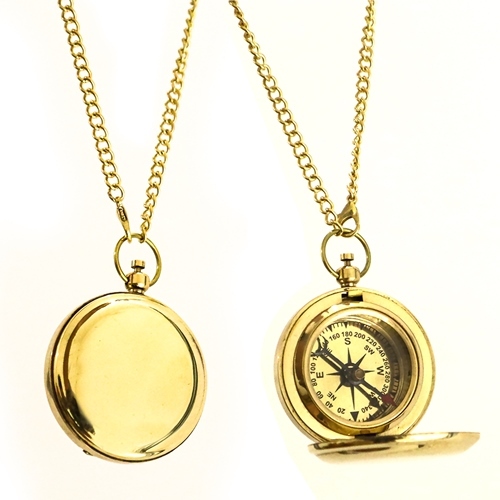 Brass Shiny Nautical Open Face Push Button Compass With Box