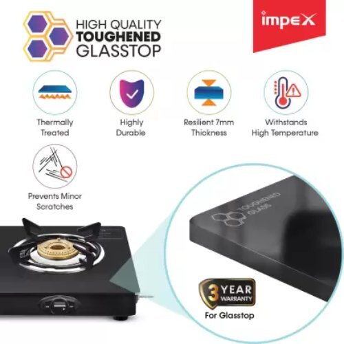 Aspira 2b Gas Stove - Durable Stainless Steel Body, 7mm Toughened Glass Top | Energy-efficient Brass Burners, Rust-free Design, Stringent Quality Checks