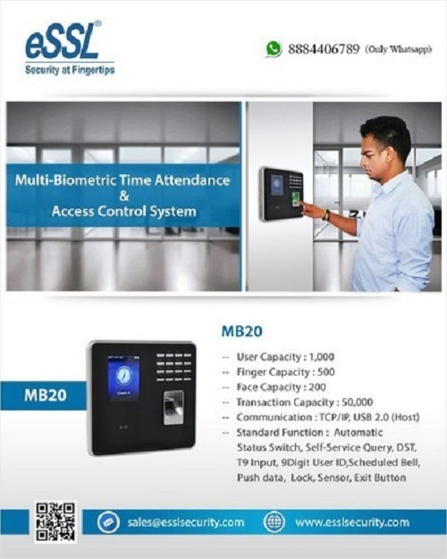 Essl Mb20 Face Attendance Measurement: 1000 User