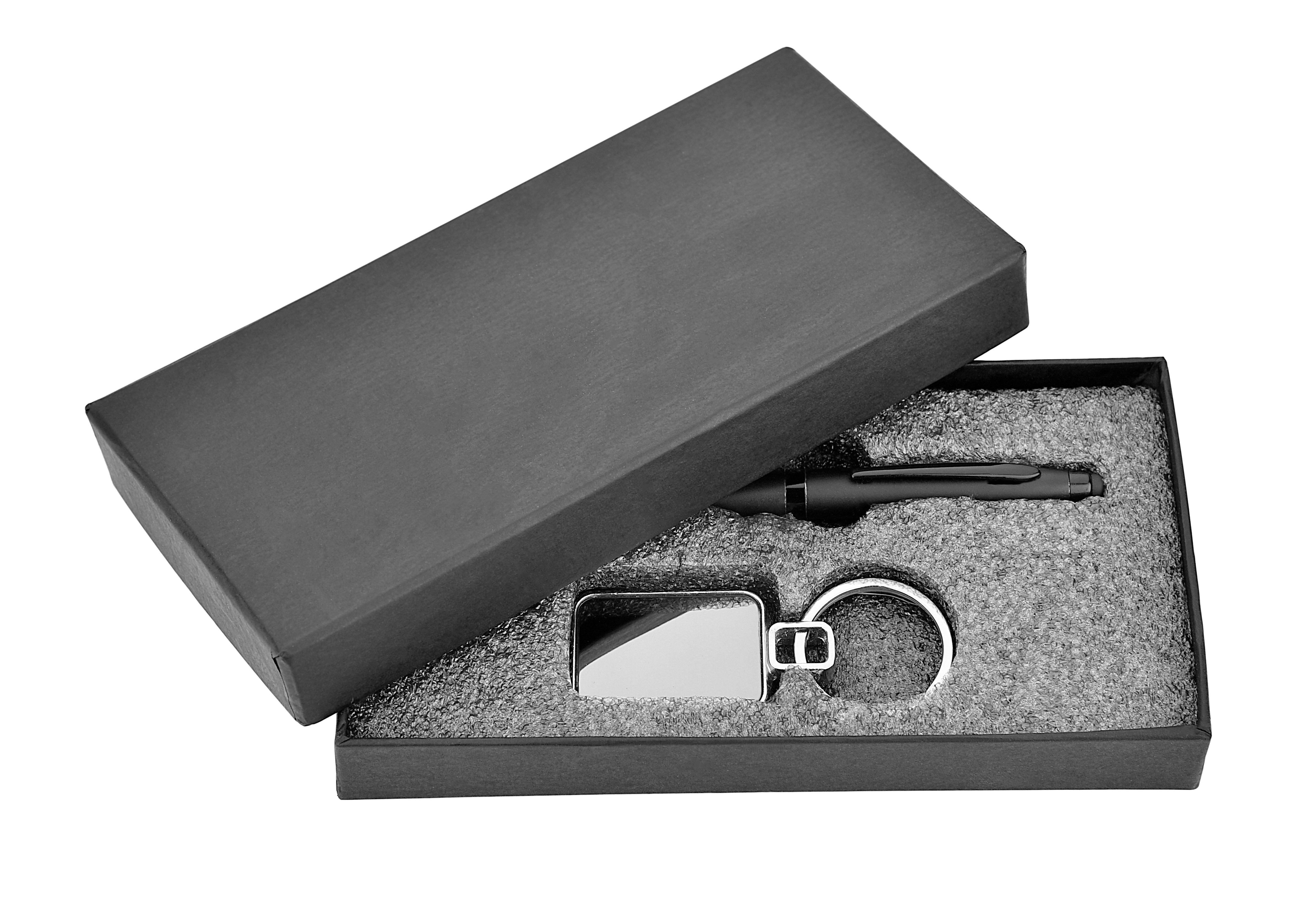 2 In 1 Pen Keychain Combo Gift Set Sr 102 Emerald - Gray Rectangle Design | Emerald Pen And Keychain For Industrial, Domestic, And Personal Use