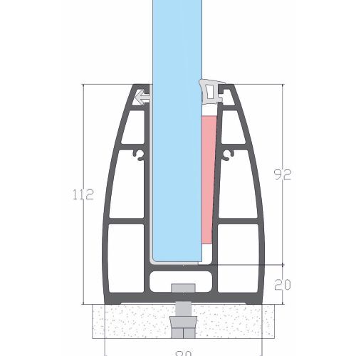 Sg 31 Cpt - Glass Aluminum Surface Mount, Custom Thickness | Modern, Durable, Weatherproof, Transparent Anodized Finish