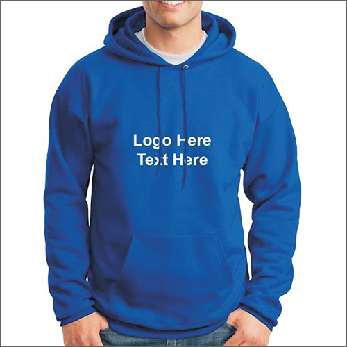 Woolen Men's Fleece Hoodie - Customized Size, Rich Blue Color | Machine Washable Fabric, Versatile Warmth