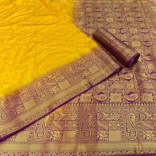 पारंपरिक रिचा पीला नायलॉन सिल्क