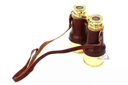 Handmade Nautical Brass Leather Hand Held Binoculars 6 Inch Telescope Decor Home