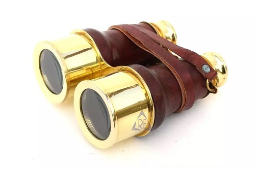 Handmade Nautical Brass Leather Hand Held Binoculars 6 Inch Telescope Decor Home