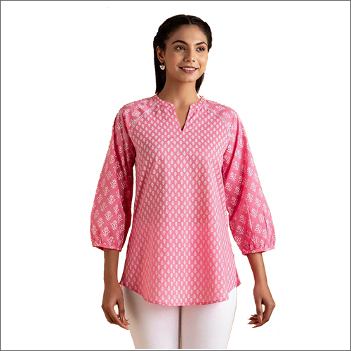 Ladies Plain Top - Cotton Blend, Different Sizes, Pink Color | Perfect For Daily Wear, Ideal For Curvy Figures At Parties