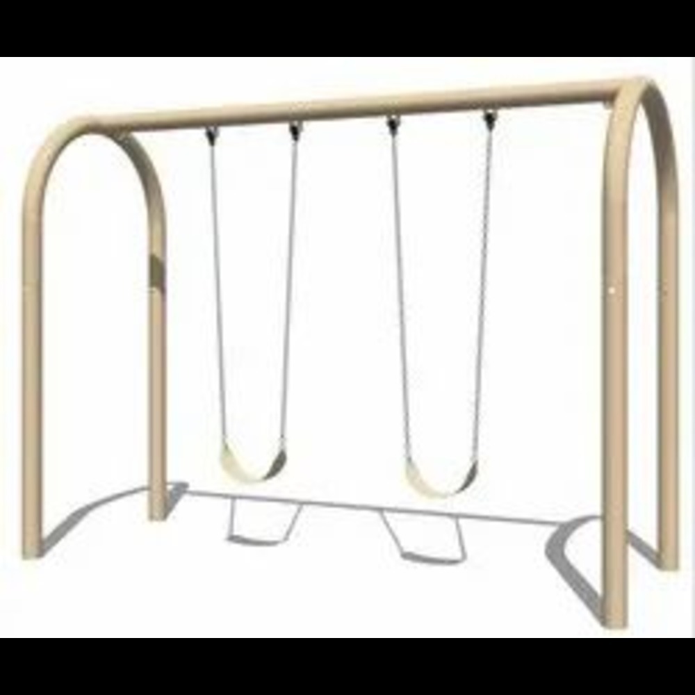 Double Arch Swing - Frp And Metal, 10ft X 4.5ft, Any Color, For Ages 4-14, Two-child Capacity, Rubber Seat With Heavy Duty Chain, Safe Play Area 12ft X 7ft