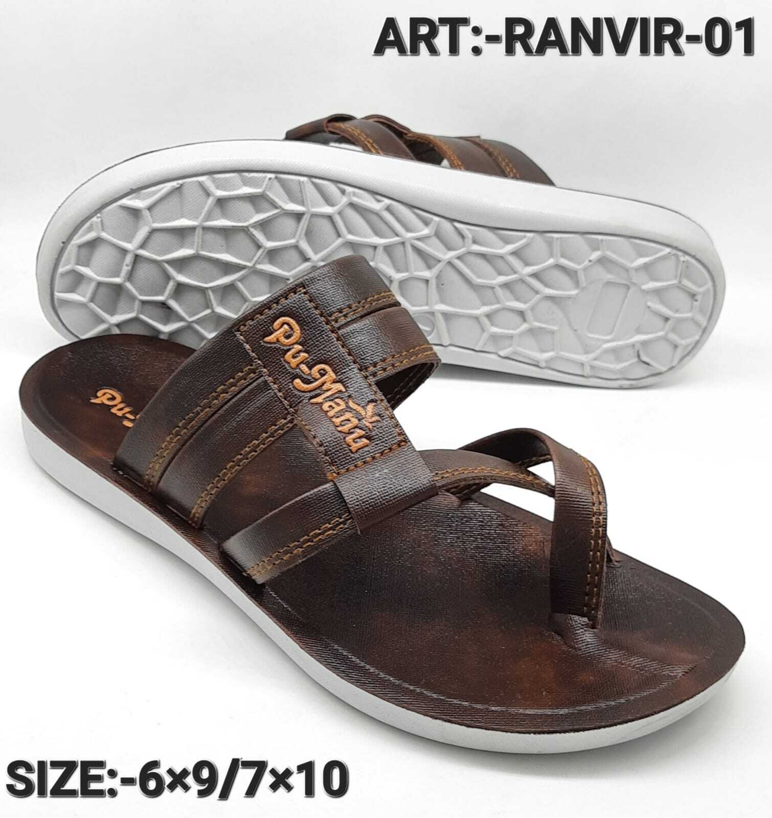 Mens Leather Sandal - Color: Black