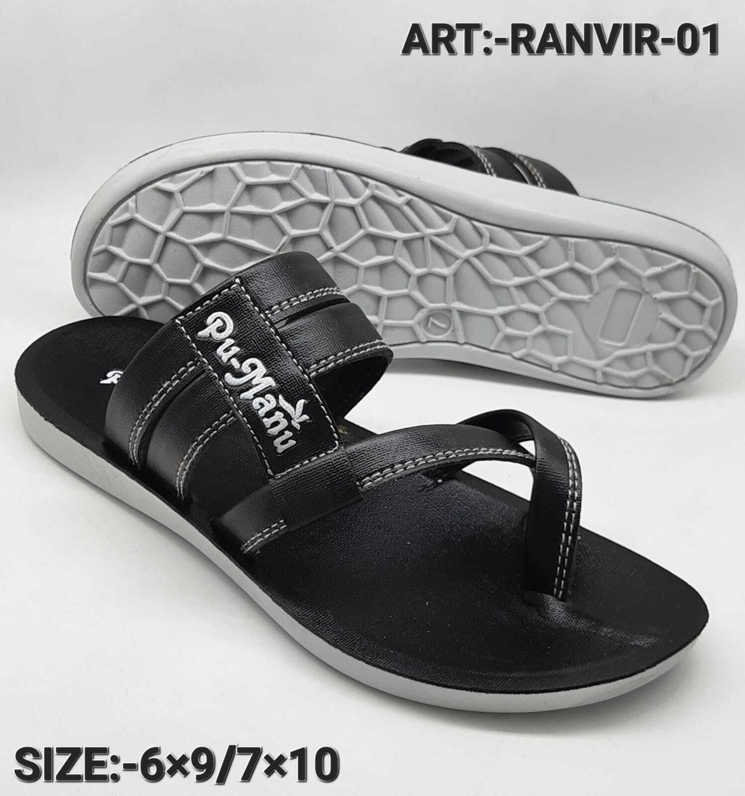 Mens Leather Sandal - Color: Black