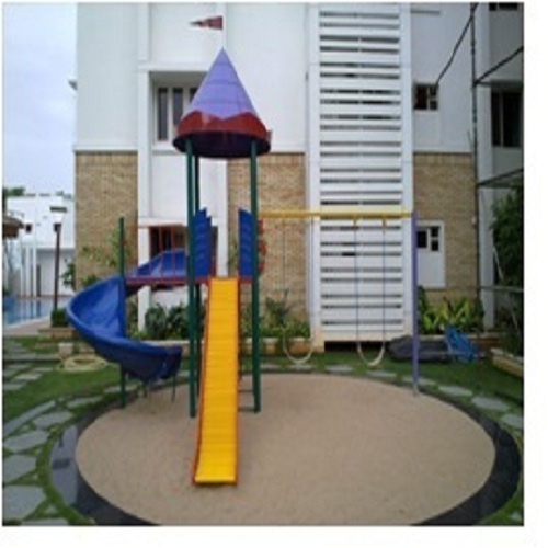 Playground Swings - Frp & Metal, 8 Mtr X 6 Mtr | Unisex Design With Double Rubber Seat, Canopy & Slides