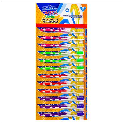 Oxy Fresh Omega Gemini Toothbrush - Durable Plastic, Various Sizes Available, Soft Bristles, Oval Head, Multi-color Selection | Comfortable Manual Design