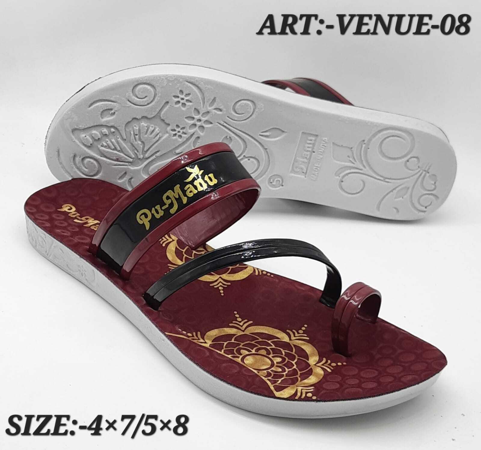 Ladies Blue Slipper - Rubber Material, Pu Sole | Warranty Included, Designed For Comfortable Wear