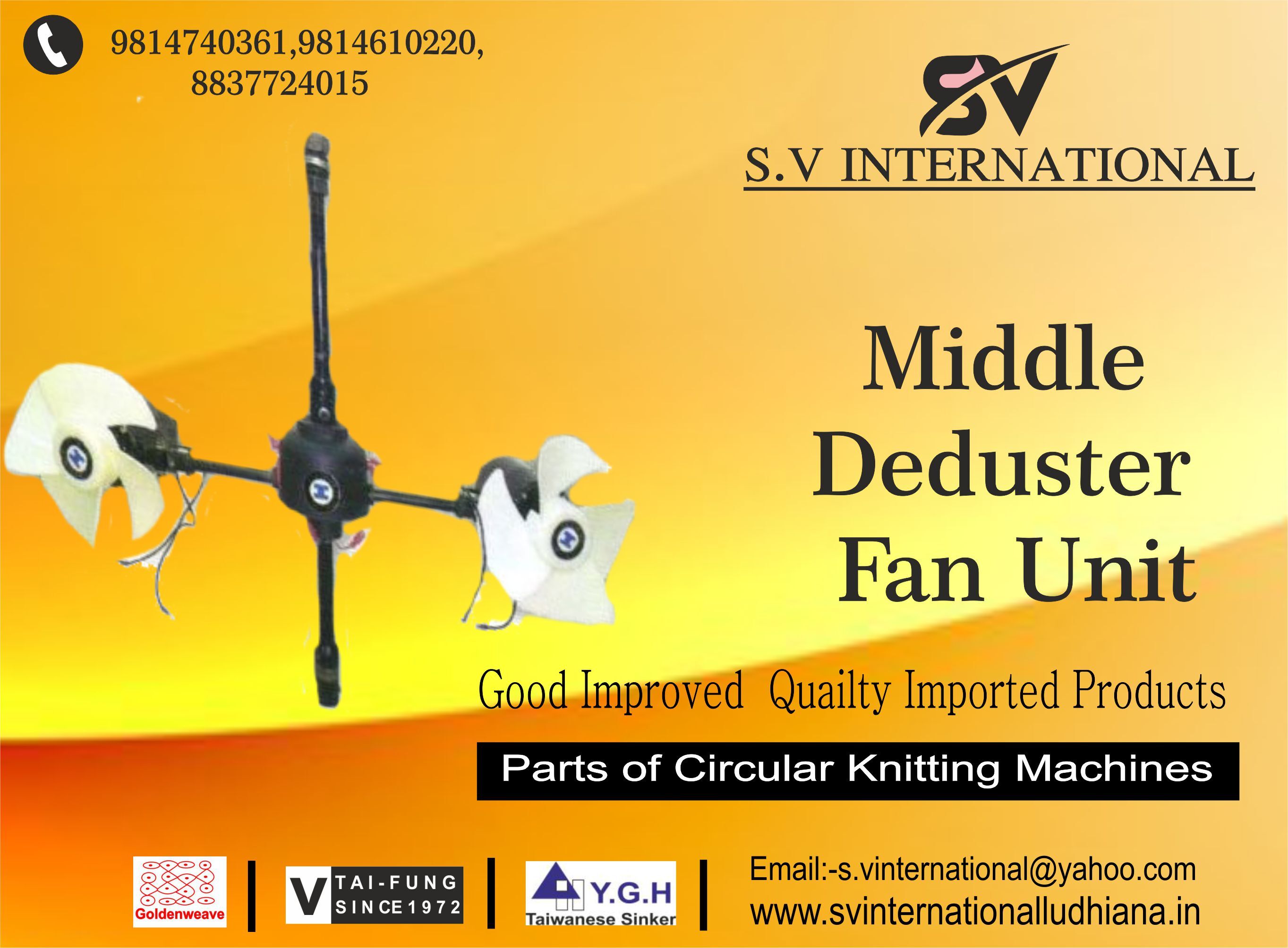 Middle Deduster Fan Unit Complete Set Usage: Industrial