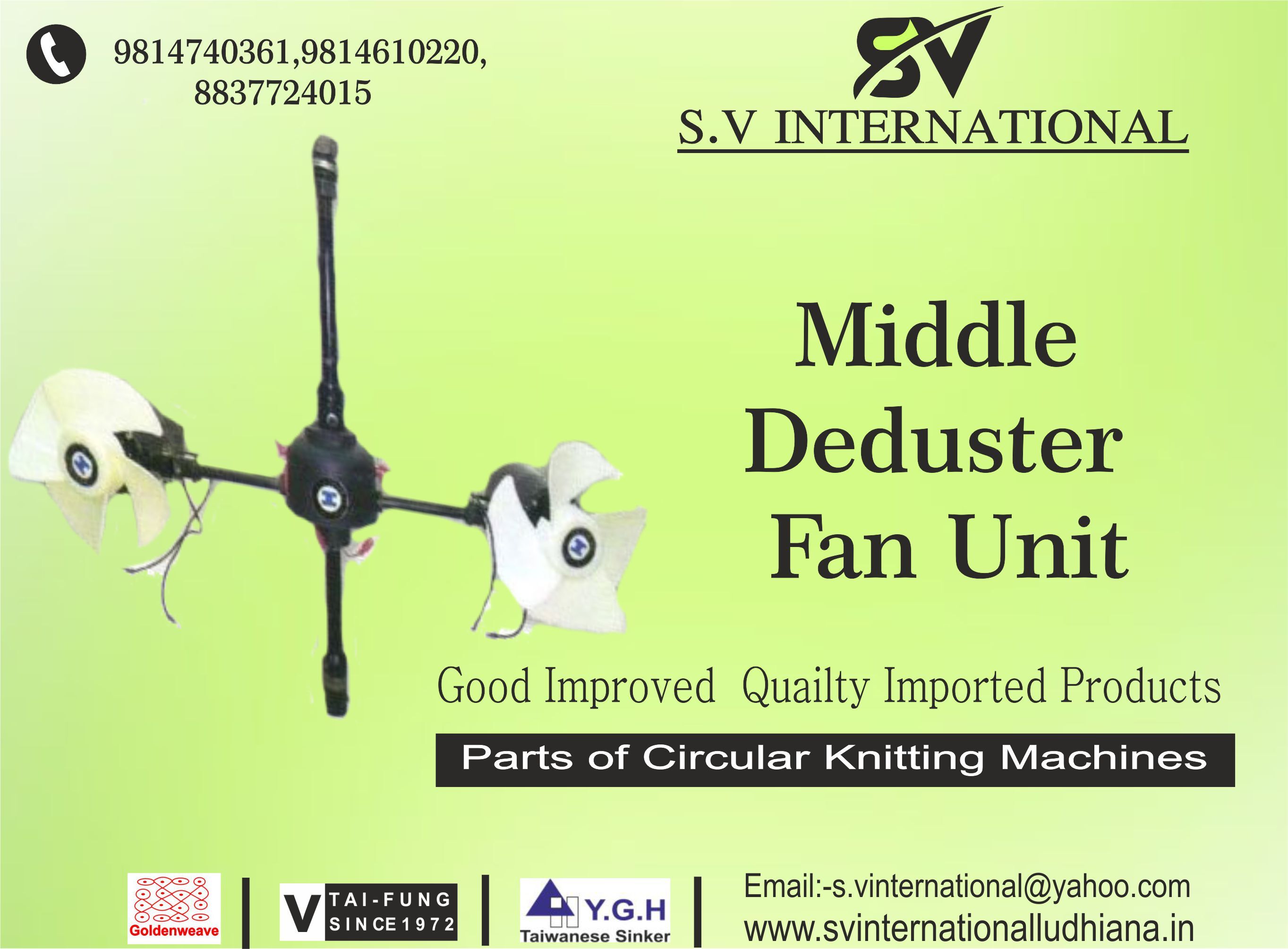 Middle Deduster Fan Unit Complete Set Usage: Industrial