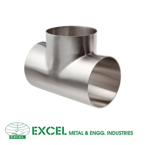 Stainless Steel Tee - Sus304/ss316 Grade, 3-way Shape, Silver Color, Butt Weld Connection, Astm/asme Standard, Polished Surface