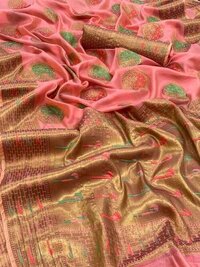 पारंपरिक हॉकी पिंक ऑर्गेंज साड़ी