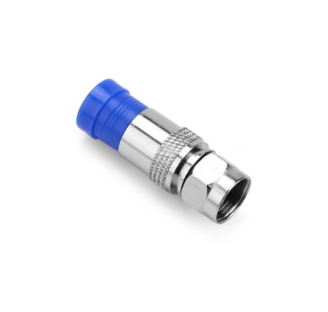 F Type Rg6 Coax Cable Compression Connector - Metal, Nickel Plated | Moisture-tight Interface, 360-degree Weather Seal, Easy Installation