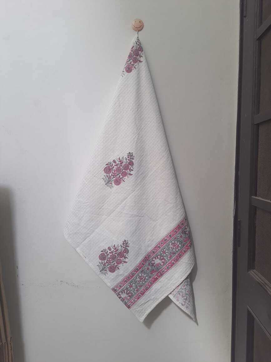 Handblock Printed Bath Towels - 100% Cotton, Square Shape, Multicolor | Handmade, Versatile For Beach, Home, And Hotel Use
