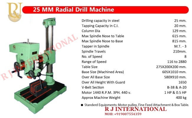 Radial Drill Machine - 220v Voltage, Manual Operation | Non-computerized, Standard Cnc Functionality