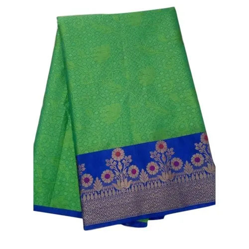 Party Wear Ladies Green Kora Silk Saree