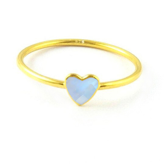 925 Sterling Silver Heart Shape Ring- Birthstone Rings For Girls - Gemstone Fashion Jewelry With 925 Stamp Gender: Children