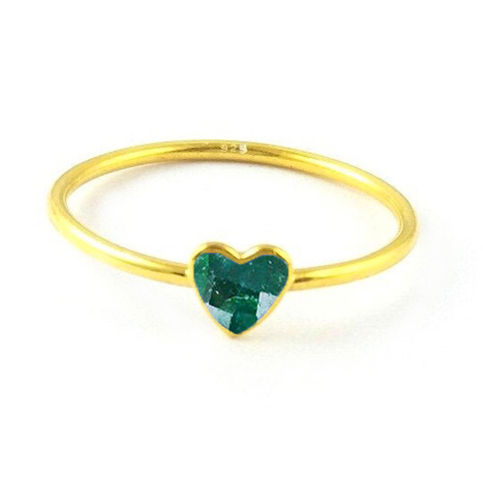 925 Sterling Silver Heart Shape Ring- Birthstone Rings For Girls - Gemstone Fashion Jewelry With 925 Stamp Gender: Children