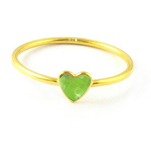 925 Sterling Silver Heart Shape Ring- Birthstone Rings For Girls - Gemstone Fashion Jewelry With 925 Stamp Gender: Children