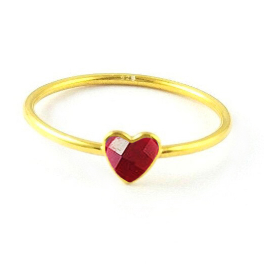 925 Sterling Silver Heart Shape Ring- Birthstone Rings For Girls - Gemstone Fashion Jewelry With 925 Stamp Gender: Children