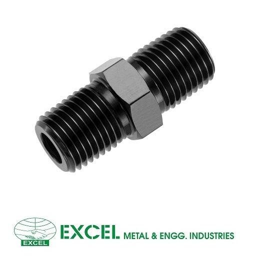 Hex Nipple - Brass, Varies In Size, Silver/black/gold | Threaded Male Connection, Hexagonal Shape, Customizable Coating Options