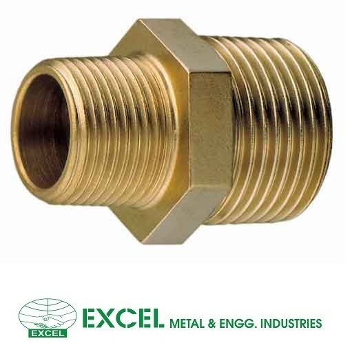 Hex Nipple - Brass, Varies In Size, Silver/black/gold | Threaded Male Connection, Hexagonal Shape, Customizable Coating Options