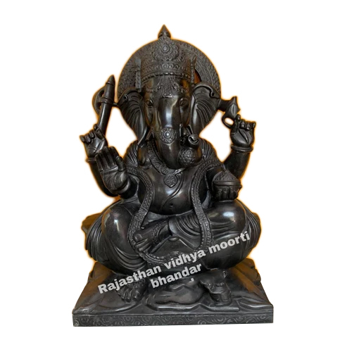 Easy To Clean Black Marble Ganesh Ji Statue