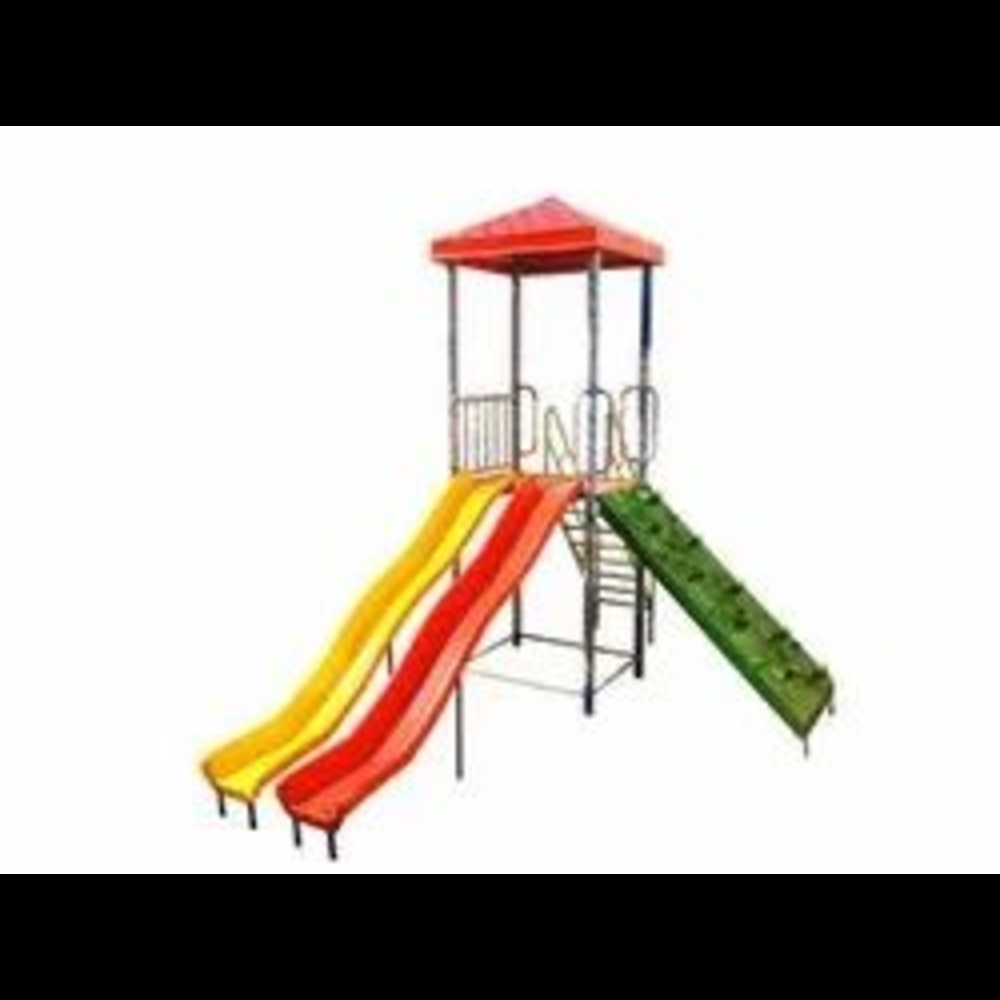 Double Wave Slide Combo Set Sp-720 - Frp And Metal, 13ft X 8ft Outdoor Playground For Thrilling Fun