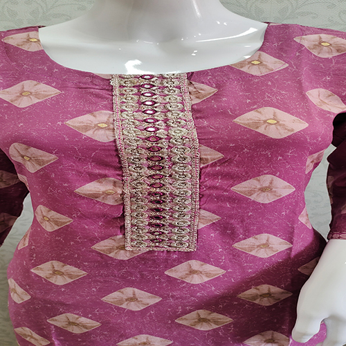 Modal Chanderi Silk Kurti With Pant Set - Size M, L, Xl, Xxl, 3xl | 3/4 Sleeves, Breathable & Washable, Available In 2 Colors