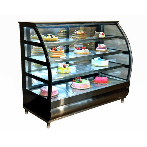 Sweet Display Counter - Glass And Stainless Steel Construction | Smooth Silver Finish, Standard Design