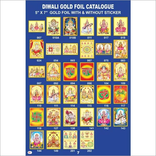 Gold Foil Diwali Pictures - Plastic Material, 34 Multicolor Pictures, Gold Finishing | Antibacterial, Durable, Eco-Friendly, UV Resistant, Scratch Resistant, Easy to Clean, Lightweight