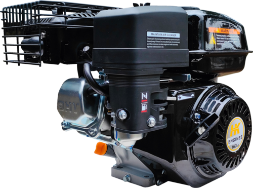 HK 163 Horizontal Shaft Engine - Single Cylinder, 68mm Bore, 3600RPM | Steel Material, 1 Year Warranty, Ideal for Mowers and Pumps