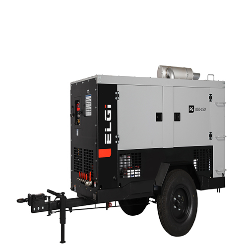 Black Diesel Engine Trolley Mounted Air Compressor