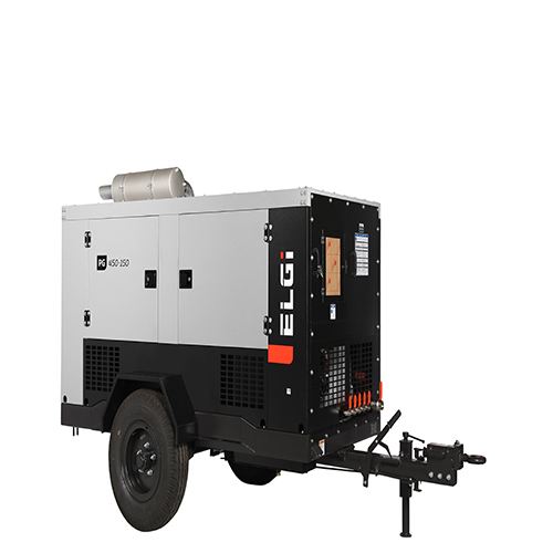 Black Diesel Engine Trolley Mounted Air Compressor