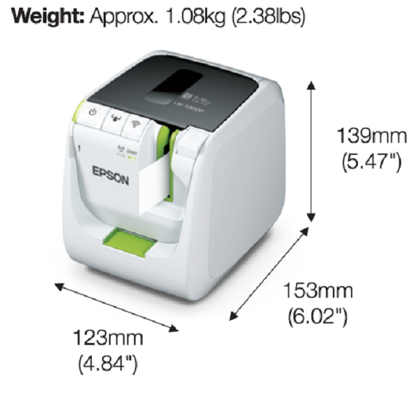 Epson Label Printer Lw-1000p - Tape Width 9-36mm, 360 Dpi Resolution, 35mm/sec Print Speed | Wireless & Ethernet Network Sharing, Usb 2.0 Interface, Epson Ilabel Software Included