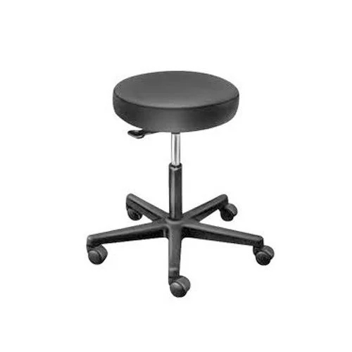 Cushioned Top Laboratory Stool - Stainless Steel, Black-silver Color | Durable, Easy To Clean, Moisture Proof, Powder Coated Finish, Light Weight Design With Rails, 1 Year Warranty