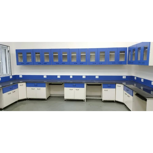 Laboratory Pedestal Design Wall Bench - Steel, White, Powder Coated Finish | Durable, Easy To Clean, Moisture Proof, Lightweight, 1-year Warranty
