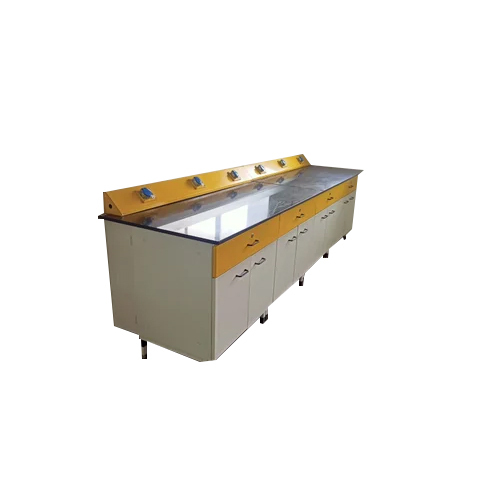 Laboratory Pedestal Design Wall Bench - Steel, White, Powder Coated Finish | Durable, Easy To Clean, Moisture Proof, Lightweight, 1-year Warranty