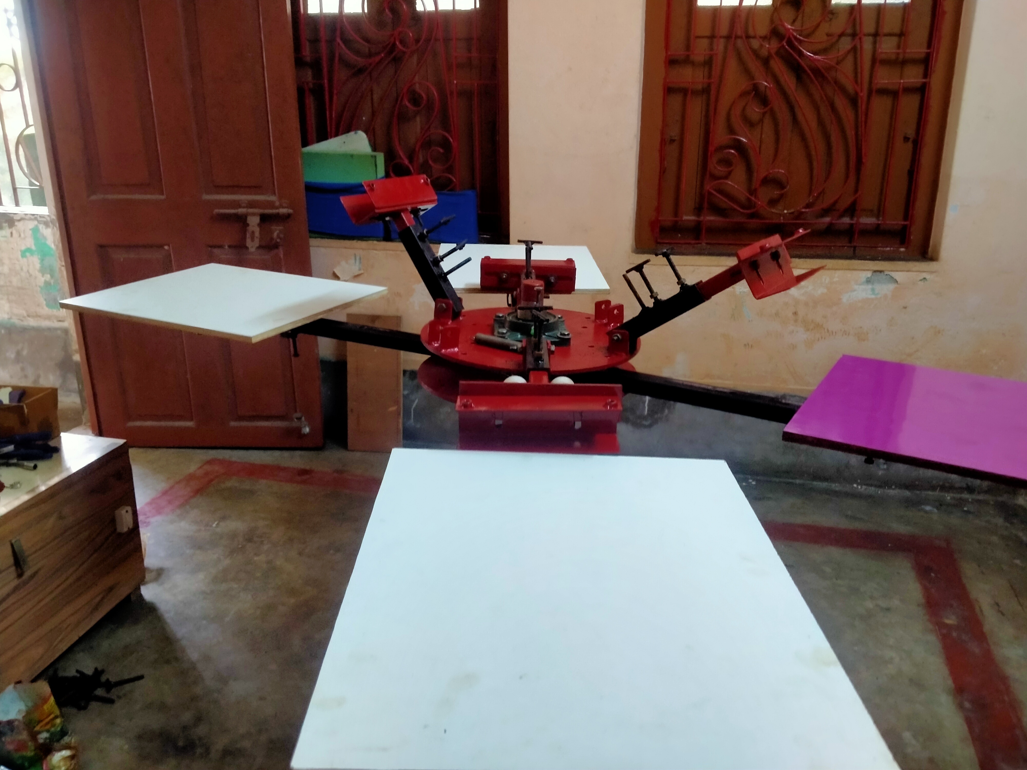Manual 4 Color 4 Station Screen Printing Machine Micro Adjustable